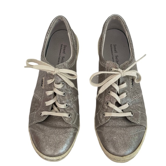 Josef Seibel Leather Metallic Caspian Sneakers 7 - Picture 2 of 13